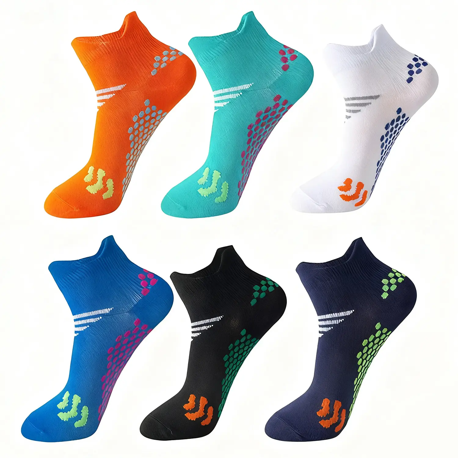 6 Pairs Compression Sport Socks,Cushioned,Breathable,Lightweight,Comfortable,Supportive,Suit Gym,Fitness,Workout,Daily Wear
