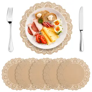 100Counts Sheets Paper Table Pads 34cm Round Lace Paper Place Mats Decorative Paper Doilies Multipurpose Paper Placemats Paper Table Mats