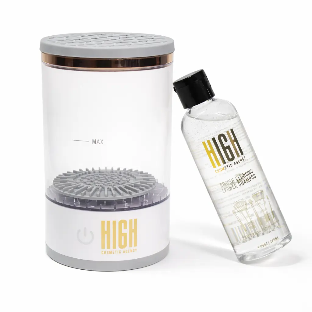 HIGH COSMETIC AGENCY Electric Makeup Brush Cleaner - Lightweight & Durable with Free Brush Shampoo! Perfect for All Bristle Types, Effortlessly Clean Your Brushes for Flawless Makeup Application and Skin Health. A Must-Have Tool for Every Makeup Lover!!!!