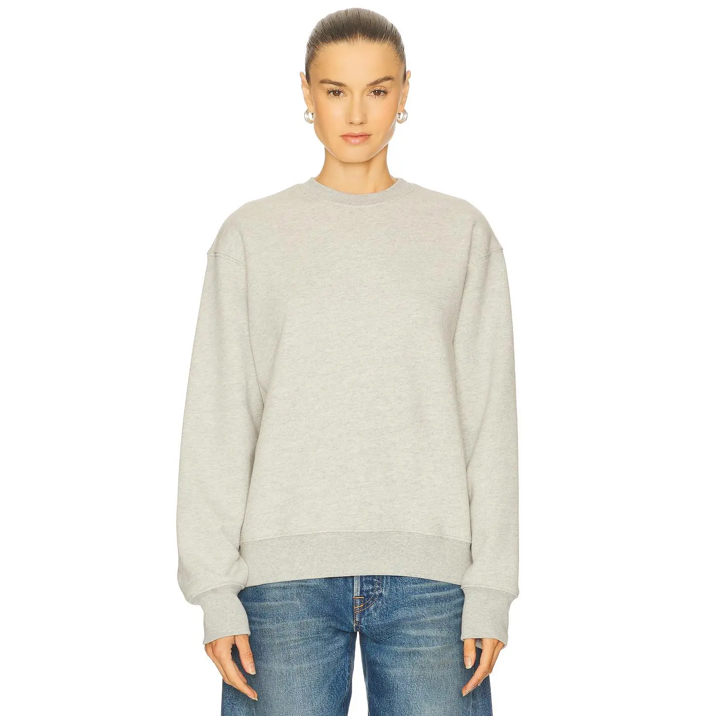 GRLFRND Essential Crew Neck Sweatshirt in Heather Grey