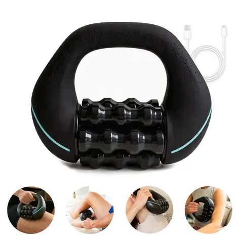Electric Handheld Rolling Massager, Lymphatic Drainage Roller, Cordless Electric Body Massager with 3-Speed Settings, Portable Massagers, USB Rechargeable Roller, Personal Care Tool for Back, Shoulder and Legs, Adjustable Relaxing Muscle Massagers