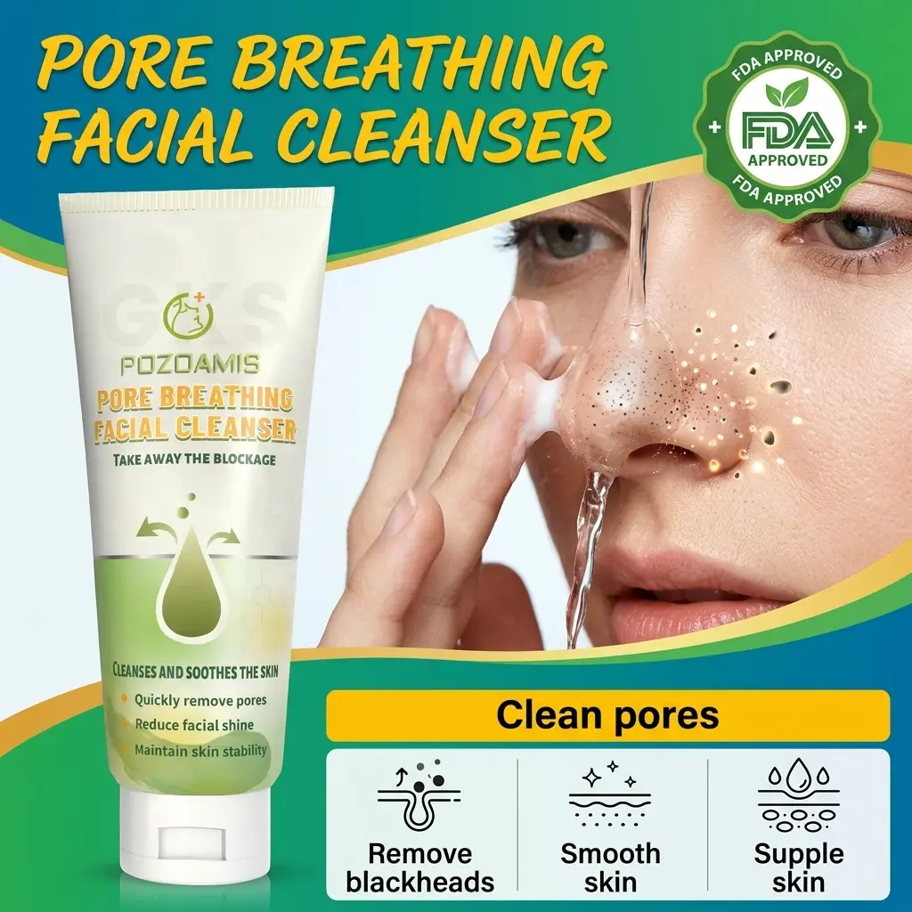 PORE BREATHING FACIAL CLEANSER - Take Away The Blockage & Pores Eraser Foam, Gentle No Redness Formula for Stubborn Blackheads Remover, Clear Skin Routine Daily Squeeze