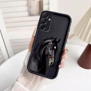 Phone Case - Black Horse Case for Samsung Galaxy A12 A13 A14 A15 A16 5G A17 A21S A22 A23 A24 A25 A26 A32 A33 A34 A35 A36 A52 A53 A54 A55 A56 S21 Ultra S22 Plus S23+ S24 FE S25 Edge New Tianyan Stepped Phone Case Creative Fashion Classic Black White