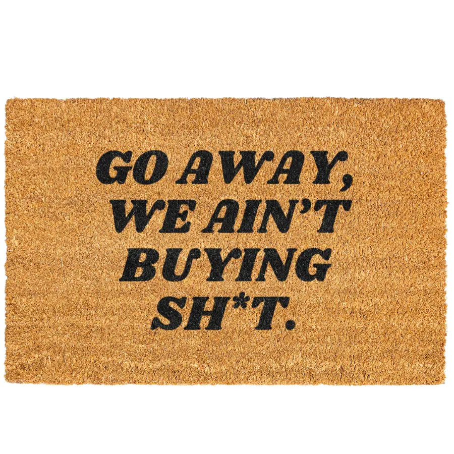 Funny Non-Slip Coir Doormat with Letters Pattern - Outdoor Entrance Mat with 'Go Away' Message