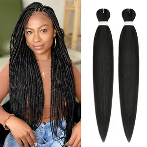 ROSMILE Pre Stretched Braiding Hair Synthetic Extensions Yaki Texture 30 Inch 2 Packs for Braids Twist Box Hot Water Setting