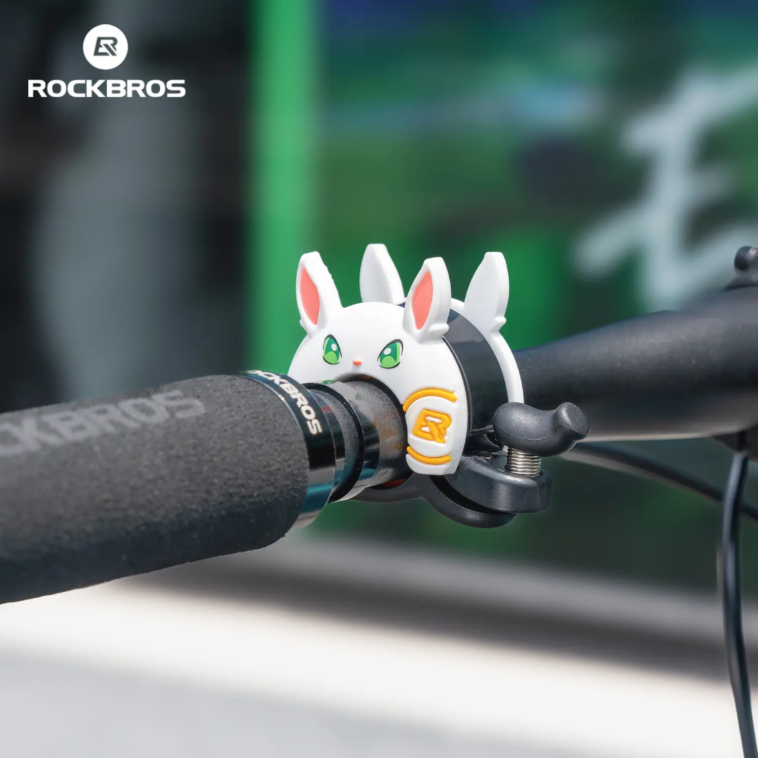 ROCKBROS Kids' Bicycle Bell with a Cute Cartoon Rabbit Design, Playful Lightweight High-Decibel Cycling Accessory, Children, Cute White Rabbit Cartoon Design, Playful Look