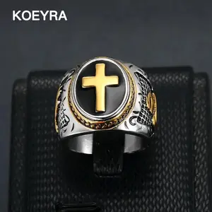 Praying Hands Stainless Steel Cross Ring for Men Husbands and Boyfriends Elegant Party Gifts Unique Design Symbolizing Faith and Devotion