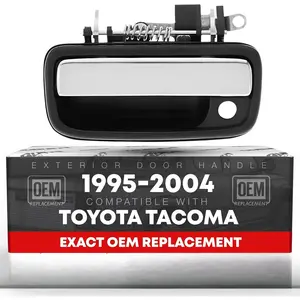 Exterior Front Driver Door Handle Replacement - Compatible with 1995-2004 Toyota Tacoma - Chrome Lever, Plastic - OEM 6922035030, 91319, 79344, TO1915110