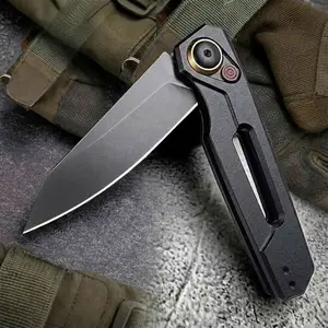 EDC Folding Pocket Tool with Button Lock – Reverse Tanto Edge, Lightweight Aluminum Handle, Smooth One-Hand Operation, Compact Carry for Camping, Hiking & Everyday Use
