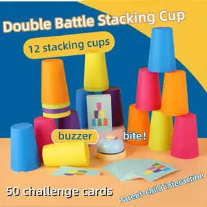 11-Piece Stack Cup Game Set, Color Sorting Cognitive Training Toy, Educational Party Board Game for Kids, Family Fun Game, Family Game, Birthday Christmas Gift Idea