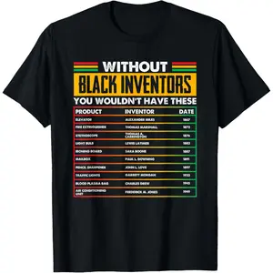 GGOR History of Forgotten Black Inventors Black History Month T-Shirt Small