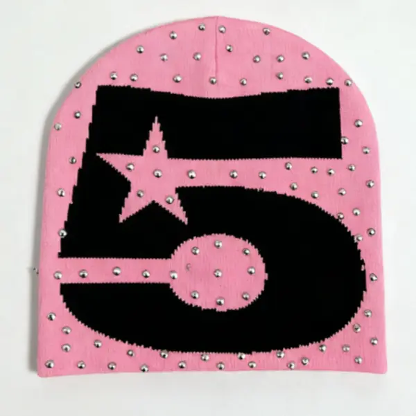 Women's Autumn-Winter Rhinestone & Number Decor Knitted Hat - Warm, Versatile Fashion Accessory for Cold Weather