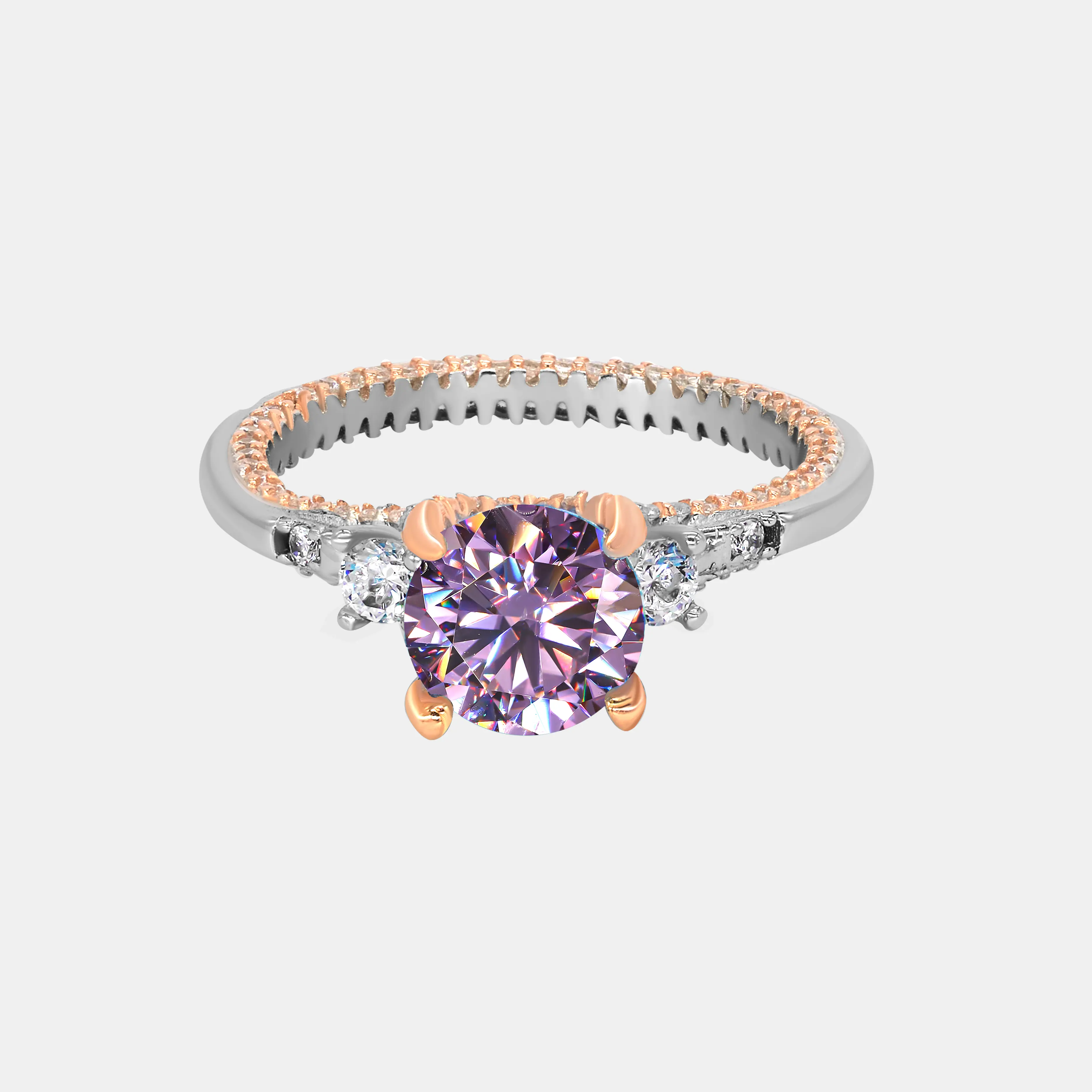 Women's 295 Purple Synthetic Artificial Moissanite Ring - Sparkling Beautiful Luxurious Piece, Ideal Moissanite Wedding Ring for Special Occasions, Modern Wear