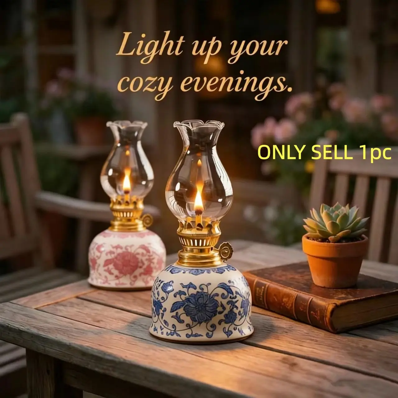 Vintage Ceramic Oil Lamp, Home Tea Room Garden Decor Lights, Antique Kerosene Lamp, Ambient Lighting, Outdoor Decoration, Holiday Gift, Outdoor Decorative Light