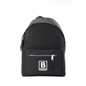 Pre-owned BURBERRY Nylon Backpacks Abbeydale Branded Stamp Black Backpack