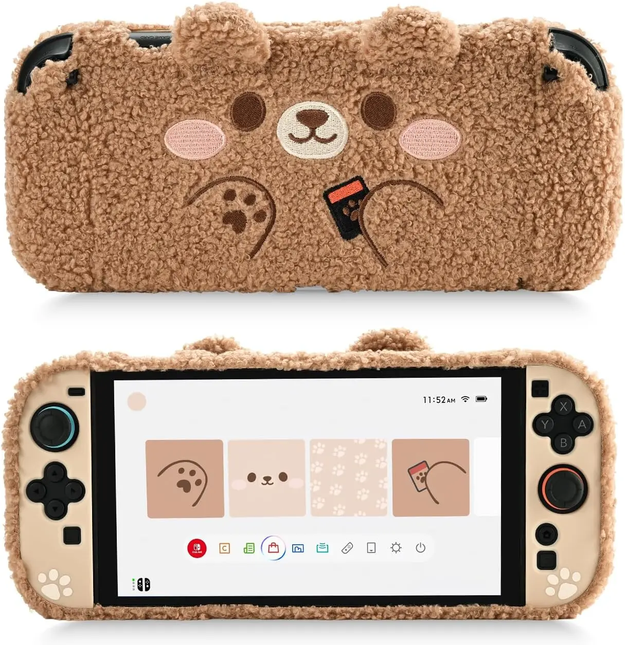 GeekShare Plush Case Compatible with Switch 2 (2025), NS2 Protective Cover for Switch Console and Grip Joy Controller, Plush Bear