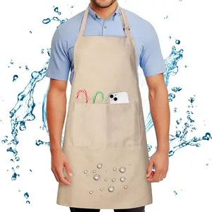 Chef Apron for Men and Women Wash Free Bib Apron with 2 Pockets Water & Oil Proof Adjustable Aprons