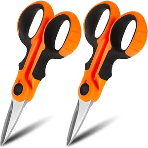 2 Pcs Fishing Scissors Braided Line Cutters Fishing Heavy Duty 3cr13 Non Slip Serrated Edge Scissors Saltwater Freshwater Braid Multi Function Cutter for Trimming (Orange)