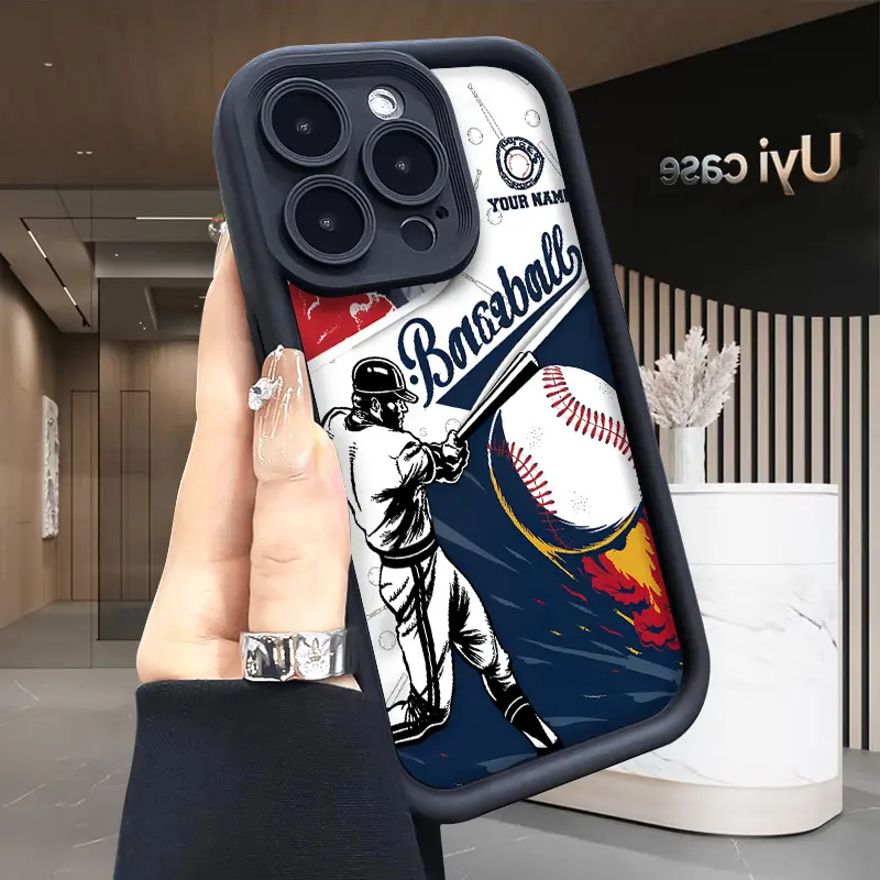 Baseball Game Day Print Smartphone Case, Shockproof Silicone TPU Bumper Casing for iPhone 17 Air, 16, 16e, 15, 14, 13, 12, 11 Pro Max Plus, X, XS - Handheld Cellphone Devices Drop Protection Soft Cover