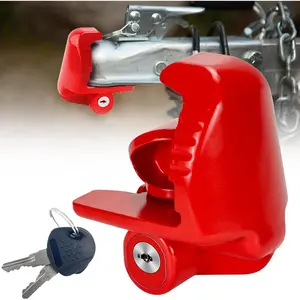 Universal Adjustable Heavy Duty Steel Trailer Hitch Locks with Keys Fits 1-7/8 2 2-5/16 Inch Ball Hitch Coupler Anti-Theft Lock for Boat Trailers RV Red 1 Pack