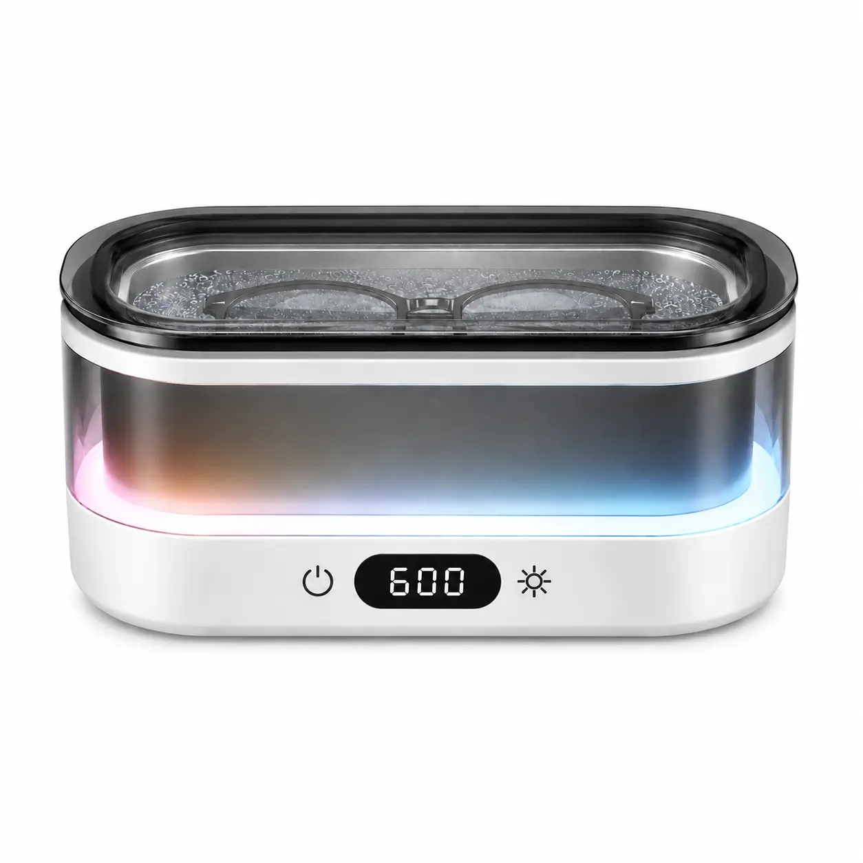 Ultrasonic Jewelry Cleaner 48kHz with Digital Timer & 7-Color LED, Sonic Cleaner for Rings, Glasses, Retainers, Dentures & Watches