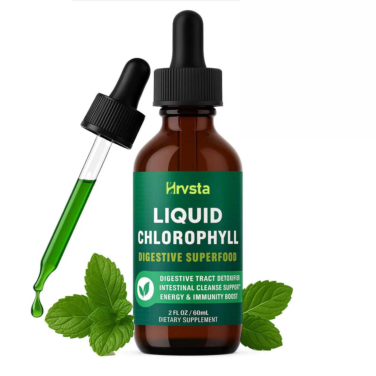 Chlorophyll Liquid Drops - Natural Concentrate – Energy Booster, Digestion and Immune System Supports, Internal Deodorant, Liver Function