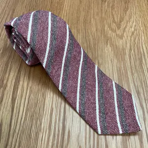Red Tri-Color Stripe Cashmere Tie | Q. Contrary