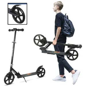 Nattork Portable Kick Scooter, 8" Shock-Absorbing Wheels, Adjustable Handlebar, Solid Iron Frame, Foldable Design, Max 220 LBS, for Commute Outdoor Leisure Ages 6+