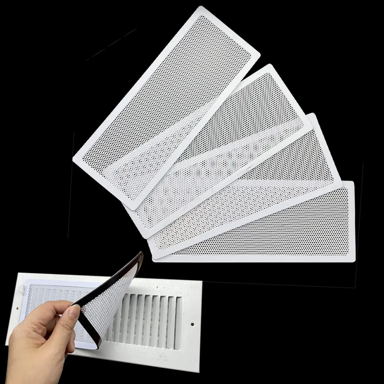 LIZZYKISS White Magnetic Floor Register Vent Screen Cover (4"x10", 4-Packs) - Home Improvement Vent Covers for Wall/Ceiling/Floor, Enhances Ventilation & Airflow, Provides Protection to Prevent Debris Entry