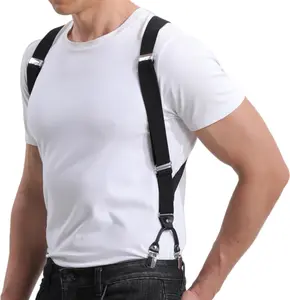 Men's Side Suspenders with Dual Clips Per Side - Secure Fit,  Comfort, and