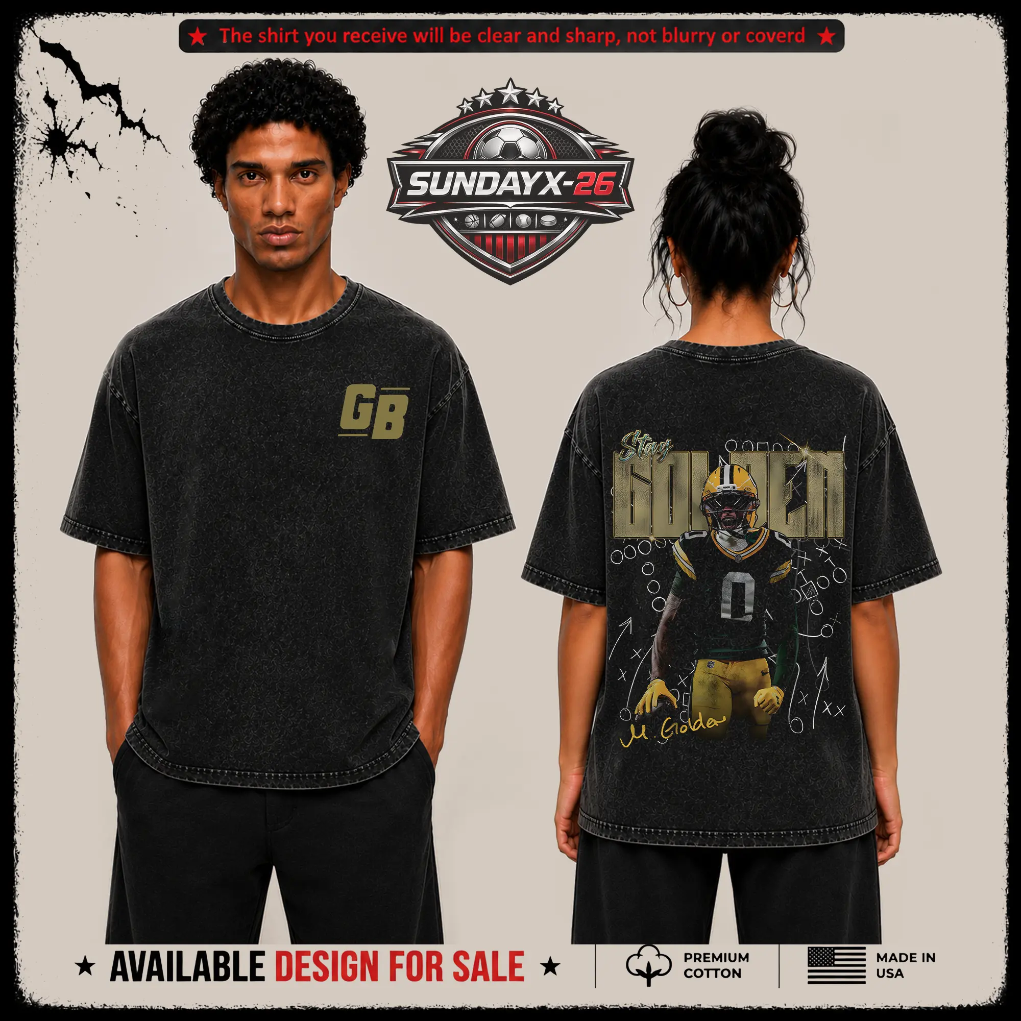 [X-26] Matthew Golden 0 Graphic Premium Acid Washed T-Shirt, Packers Football Fans Fits High Quality 100% Cotton Shirt, Packers Nation Outfit, Gift for Football Fans, Boyfriend