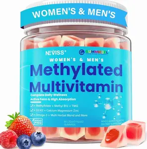 Methylated Multivitamin for Women & Men Gummies w/ Omega-3, Calcium, D3 K2, Methylfolate & B12, TMG, Daily Vitamin A, C, E, B Complex, Magnesium, CoQ10, Probiotic for Overall Health- Vegan, Sugar Free