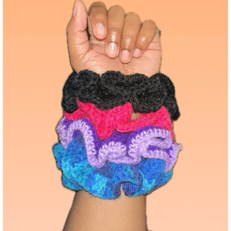 Ruffle Scrunchies - Colorful Crochet Scrunchies in Different colors with Unique Design