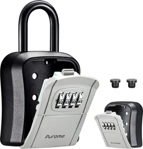 Gray Resettable Combination Key Lock Box - 1 Pack Portable Wall-Mounted Key Storage Safe for Home, Apartment (Computers & Office Equipment, Office Stationery & Supplies Safes)