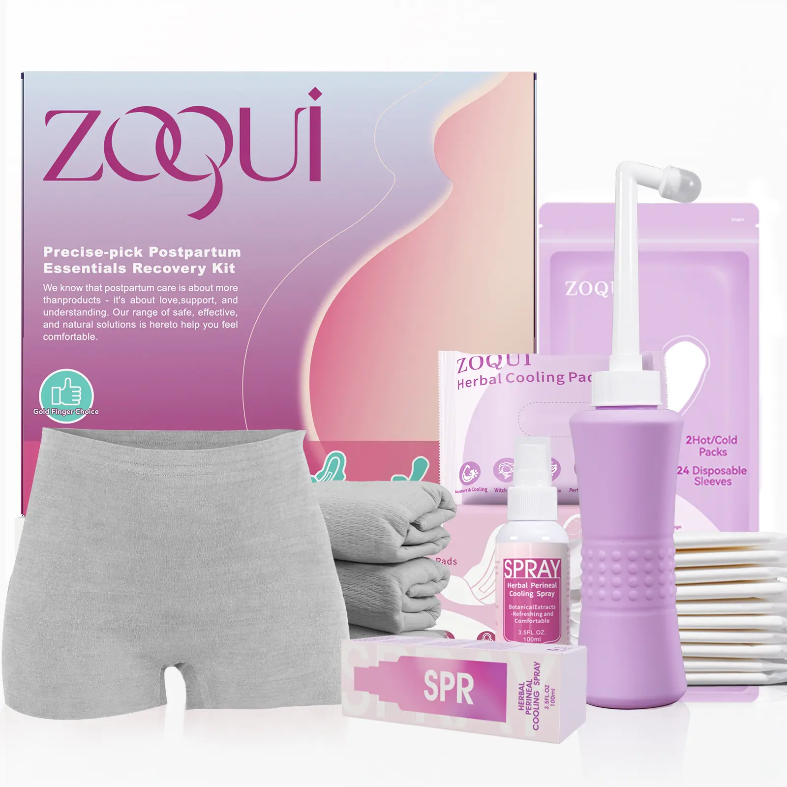 Postpartum Essentials Recovery Kit | Postpartum Kit for  | Includes Inverted Perineum Bottle, Cooling Spray Bottle and Disposable Underwear, Cooling Pad Liner, Perineum Spray