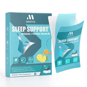 MIHIYO Sleep Support Melatonin 5mg Strips - Fast Dissolving, Help Fall Asleep Faster, Sugar Free Honey Lemon Flavor, 30 Strips