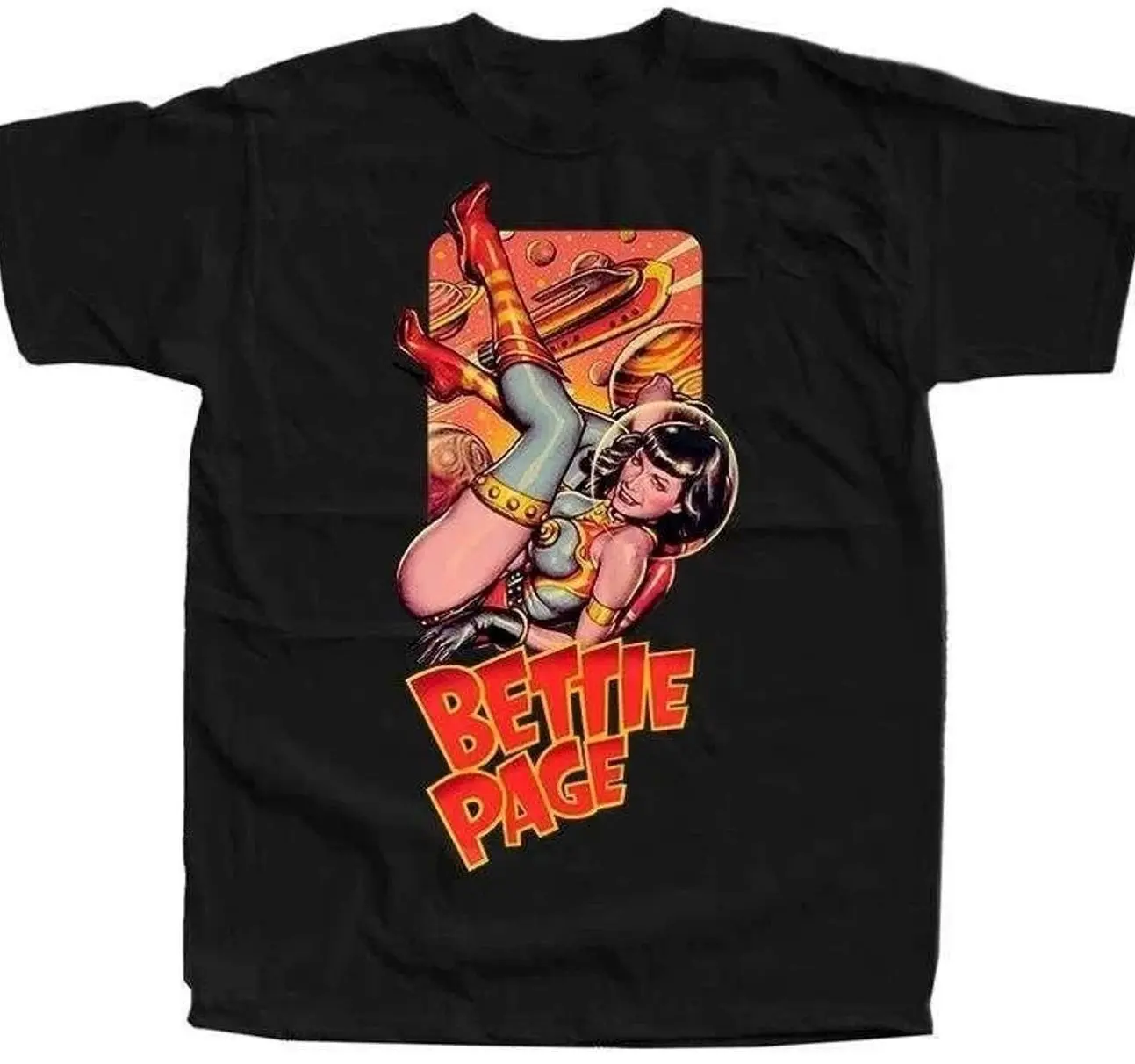 Bettie Page Gorgeous T-shirt Black Short Sleeve All Size S-5XL 7
