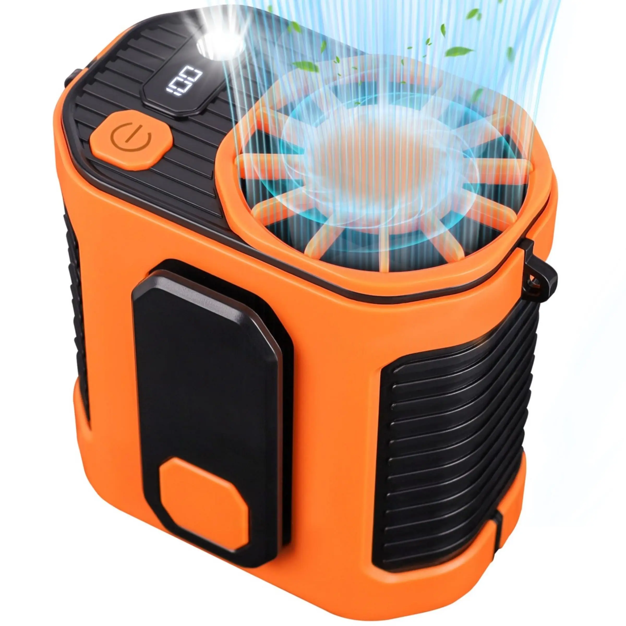 BUBPUP 3 in 1 Outdoor Fan (1 Count), USB Rechargeable Waist Cooling Fan with Flashlight & Power Bank, Portable Fan for Outdoor Work, Hiking, Camping,