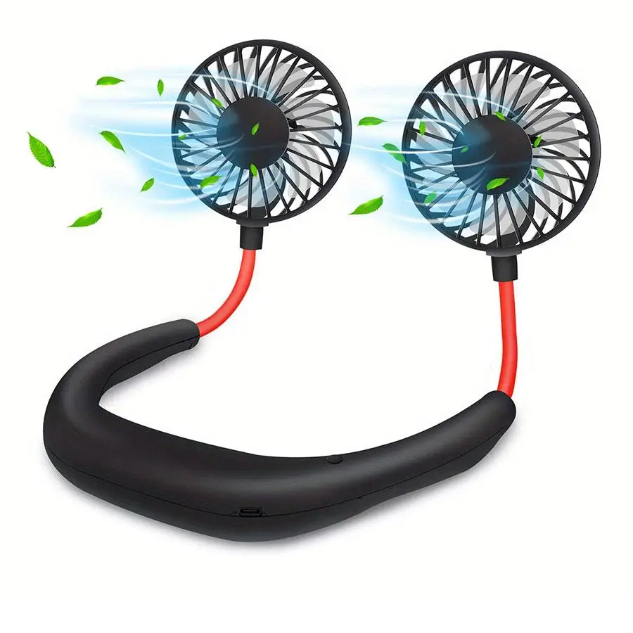 USB Rechargeable Portable Neck Fan, Hands-Free Personal Wear Fan with 360° Adjustable 3-Speed Settings for Travel, Office, Home, and Outdoor Use
