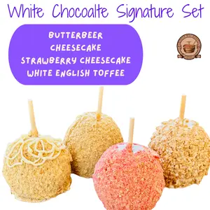 White Chocolate Signature Set: Butterbeer, Cheesecake, Strawberry Cheesecake & White English Toffee - USA Made Indulgent Snack