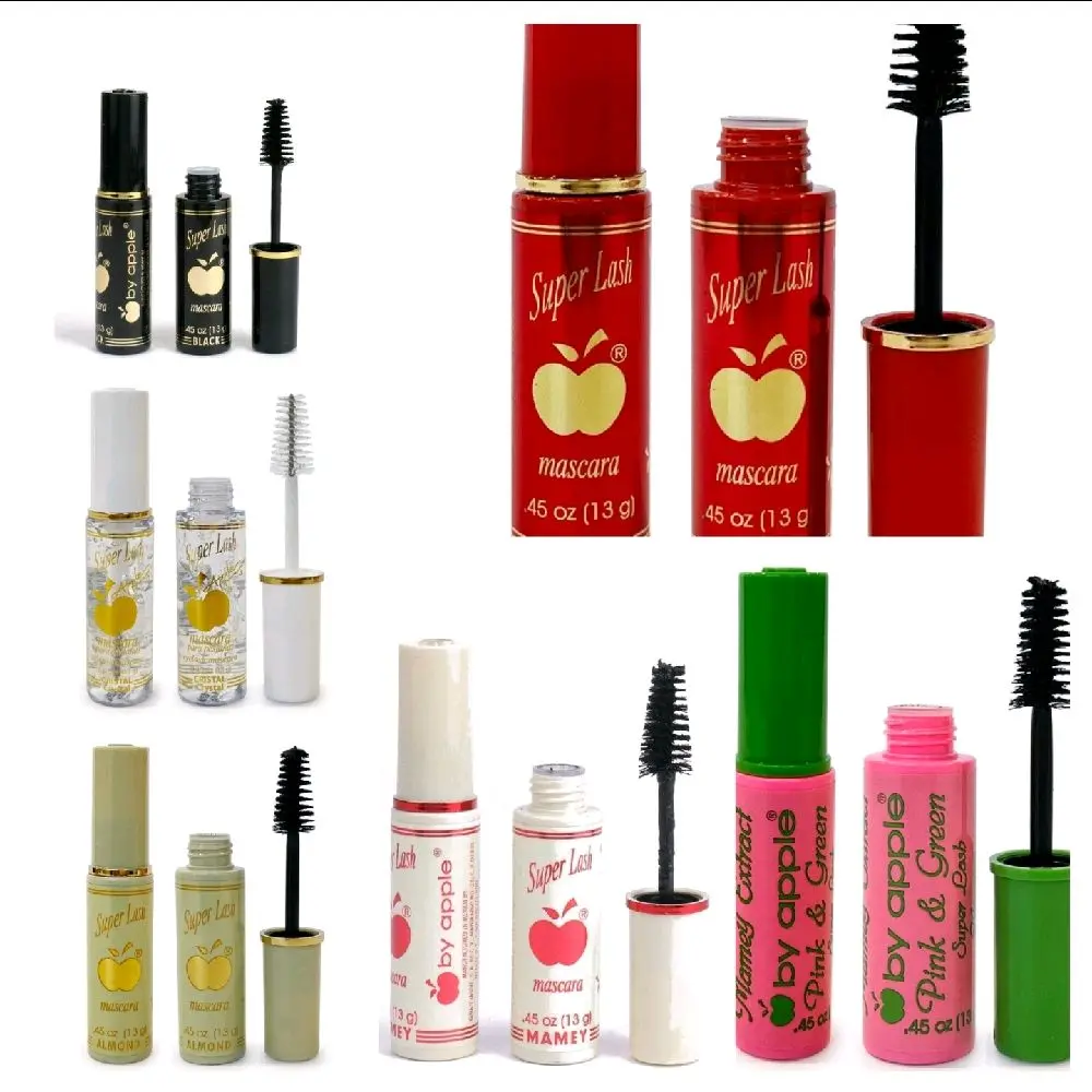 BY APPLE Super Lash Black Mascara - Classic Enhancing Beauty Mascara with Avocado, Aloe, Jojoba, Almond, Peanut/Cacahuete, Black, Pink & Green Infusions, Easy-to-Remove Moisturizer