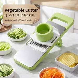 5-in-1 Mandoline Vegetable Slicer - Multi-Blade Food Cutter with Safety Hand Guard, Stainless Steel Blades, for Slicing, Julienne & Grating, Kitchen Must-Have!