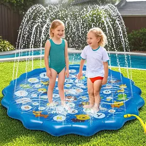 Splash Pad for Kids, Non-Slip Splash Pad for Summer Outdoor Water Toys Sprinkler Pool for Kids Outdoor Play, Scratch Resistant Thicken Dog Splash Pad, Fountain Play Mat for Kid, Kiddie Inflatable, Inflatable Sprinkler Pad