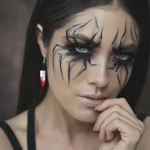 Halloween Earrings, Queen of Hearts Accessories as Gothic Jewelry, Bride of Chucky Halloween Costume for Knife Earrings Bat Rhinestone Halloween Gifts Jewelry for Women