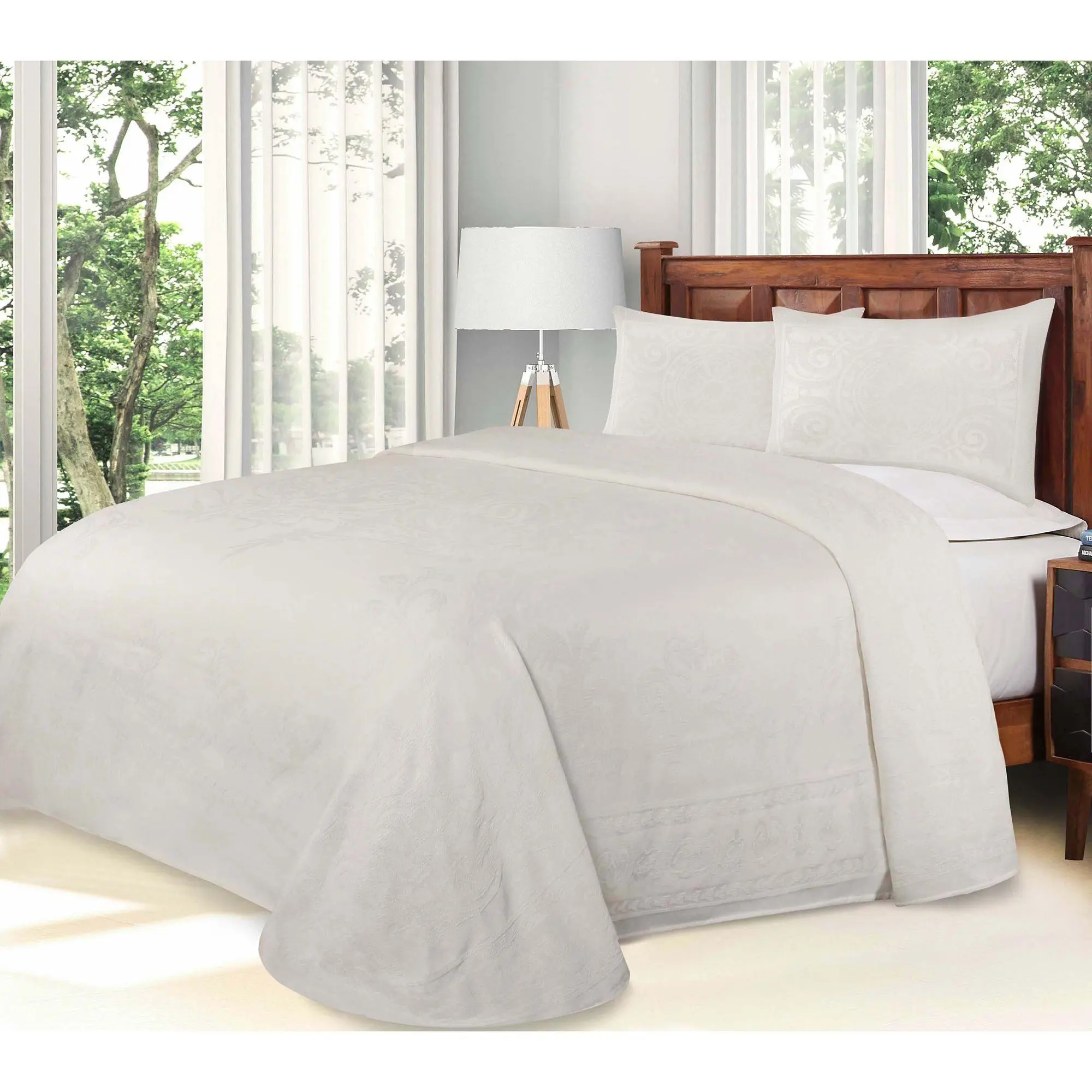Superior Cotton Blend Oversized Bedspread and Sham Set, Twin