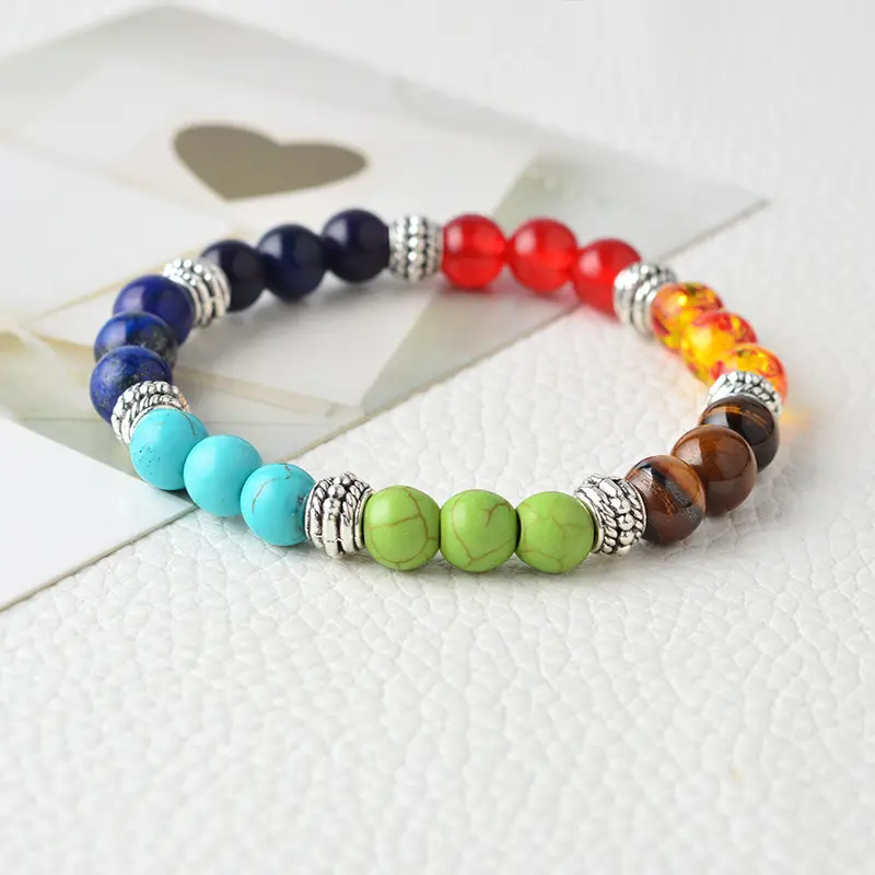 Natural Orgonite 7 Chakra Crystal Bracelet for Anxiety Relief & Positive Energy | Reiki Healing Stone Bracelet | Boho Spiritual Jewelry | Unisex festival Gift