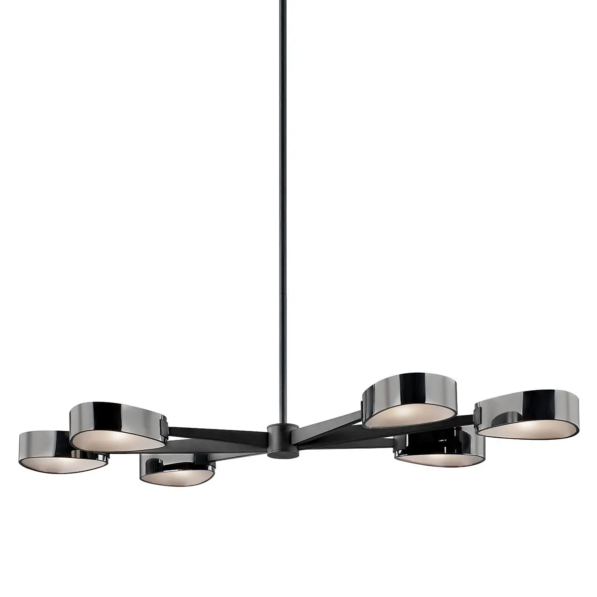 Allisio 6-Light Linear Chandelier in Textured Black with Frosted Glass Shades for Modern Interiors