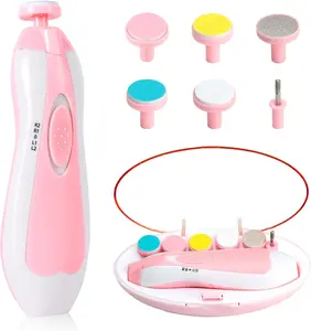 Summer Spring Gift Baby Nail Trimmer Electric-6 in 1 Baby Nail File Clippers Infant Grooming Kit Manicure Set for Toddler or Adults, Pink