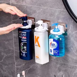NEW Bathroom Wall Mounted Shampoo Bottle Shelf / Soap Shower Gel Organizer Hook / Self-Adhesive Storage Rack Free Punching Holder Bathroom Accessories