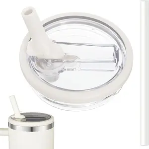 1 x 40-ounce replaceable flip-top straw lid, splash-proof spill-proof cup lid, sealed ring-style lid, drinking straw, sipping mouth, leak-proof plastic material, suitable for HydroJugTraveler, reusable lid